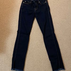 7FAMK dark wash raw hem jeans
